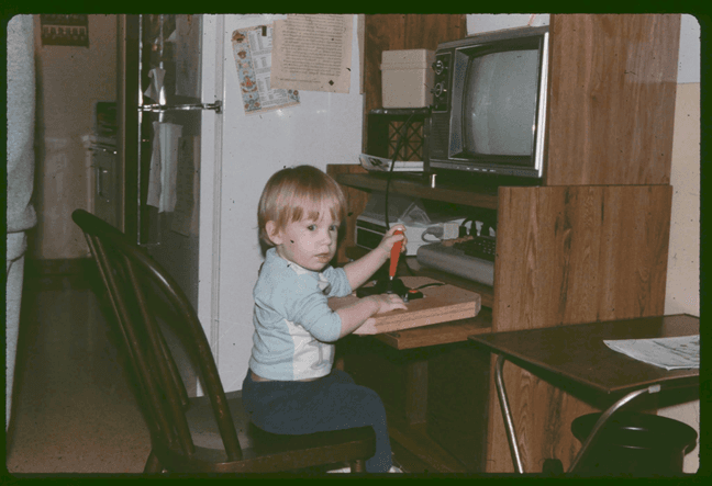 Josh with his first Commodore computer at age 2