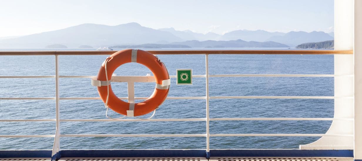 Lifebelt at an outside deck of a cruise ship - Vancouver, Canada