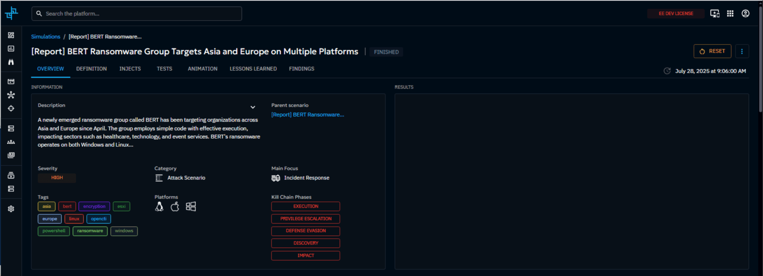 Figure 3: OpenBAS allows users to take threat reports from OpenCTI and create attack simulations based on the attack patterns identified in the Threat Intelligence