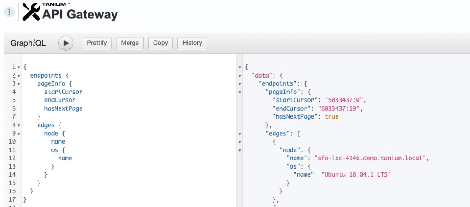 Screenshot 5: Enabling “pageInfo” information on a graphQL Query