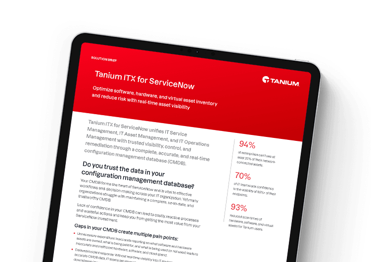 Mobile featured image. Tanium ITX for ServiceNow solution brief