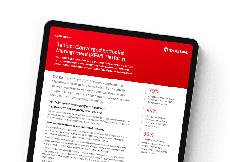 Mobile featured image. Tanium XEM platform solution brief