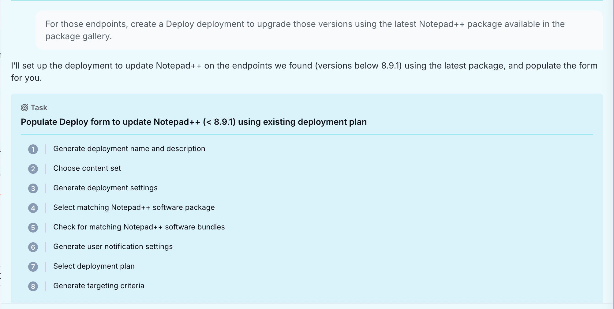 Screenshot of Tanium Ask showing endpoints with Notepad++