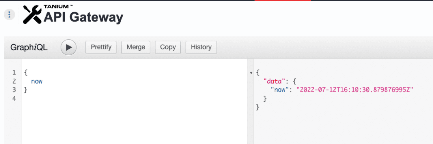 Screenshot 3: Doing a simple graphQL query in the Tanium Console