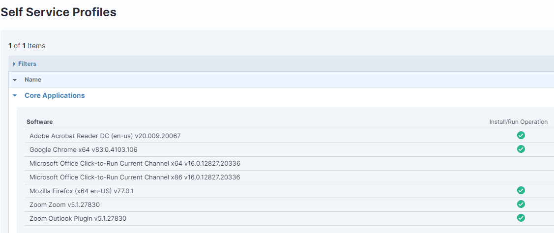 Screenshot of Tanium console status report