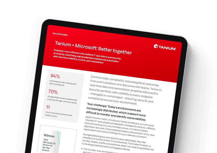 Mobile featured image. Tanium and Microsoft integration brief