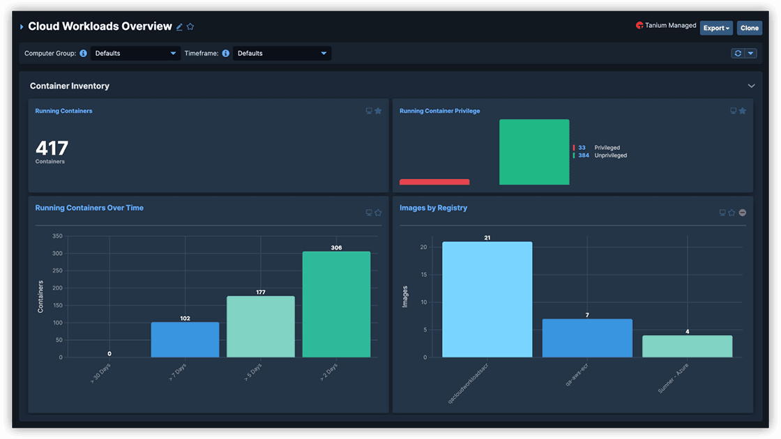 Visibility of images and runtime containers