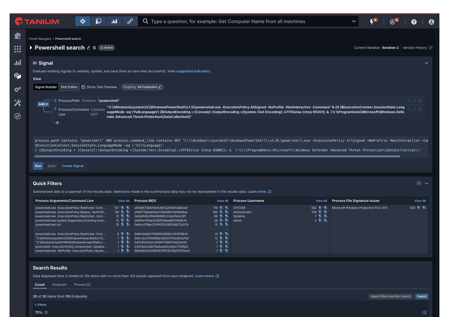 Security Operations screen for mobile